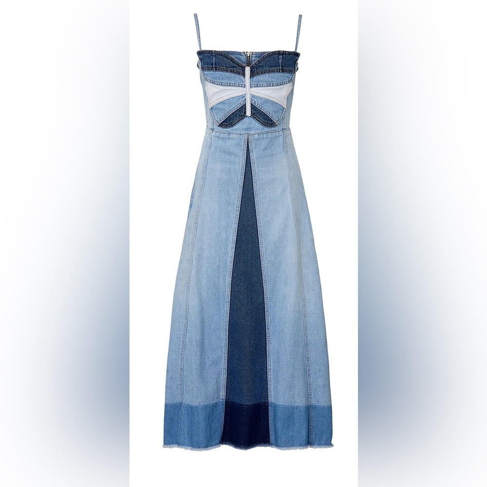 RED Valentino Butterfly Intarsia Denim Midi Dress